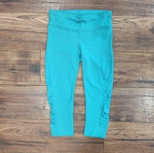 All in Motion Girl's Athletic Activewear Stretch Ruche Teal Leggings Medium M